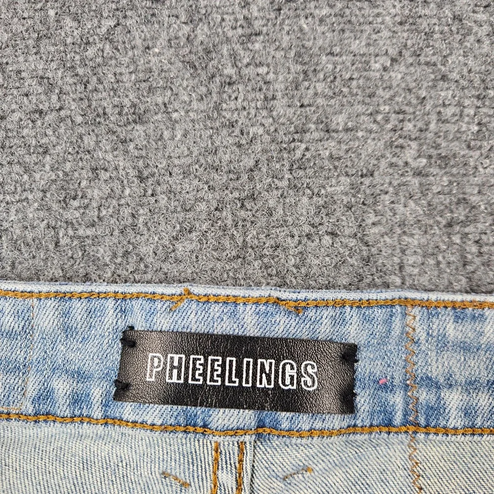Pheelings Distressed Flare Jeans Light Wash Ripped Frayed Hem Mens Size 28